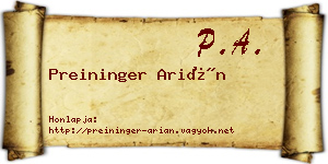 Preininger Arián névjegykártya